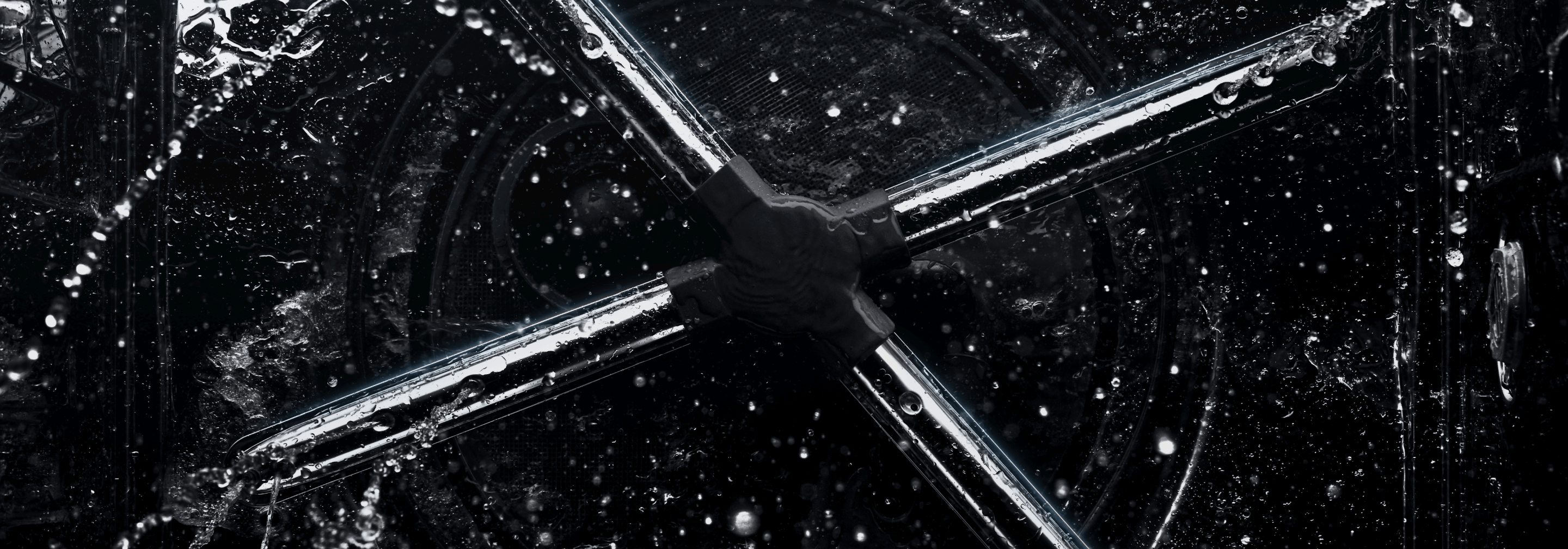 A close-up look at the wash arms of a JennAir® dishwasher.