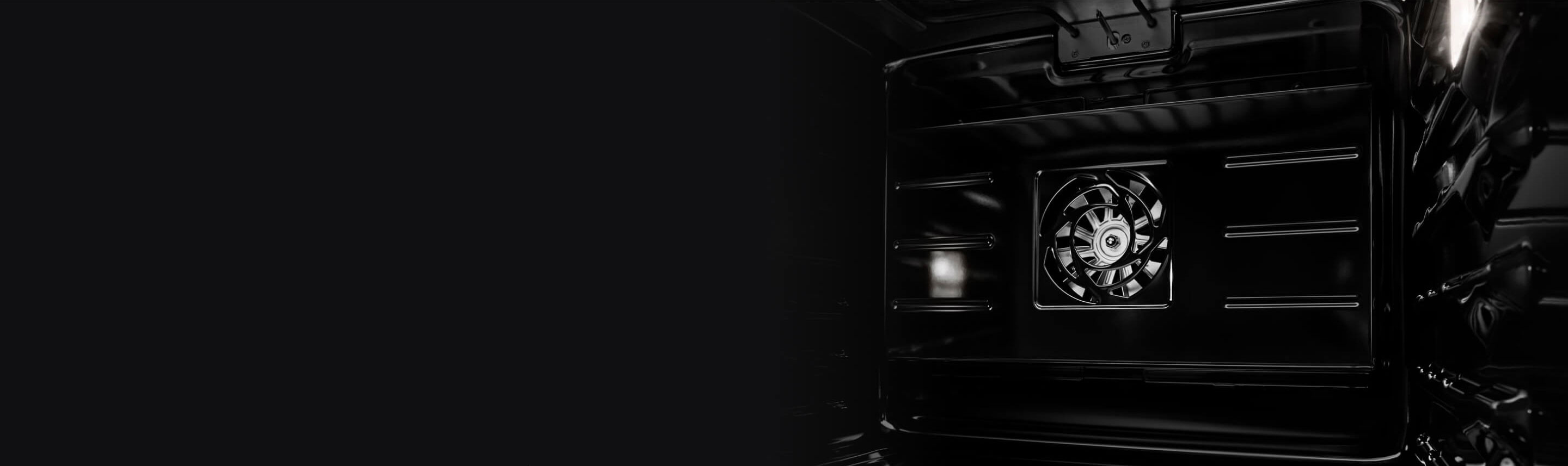 A fan inside the cavity of an oven.