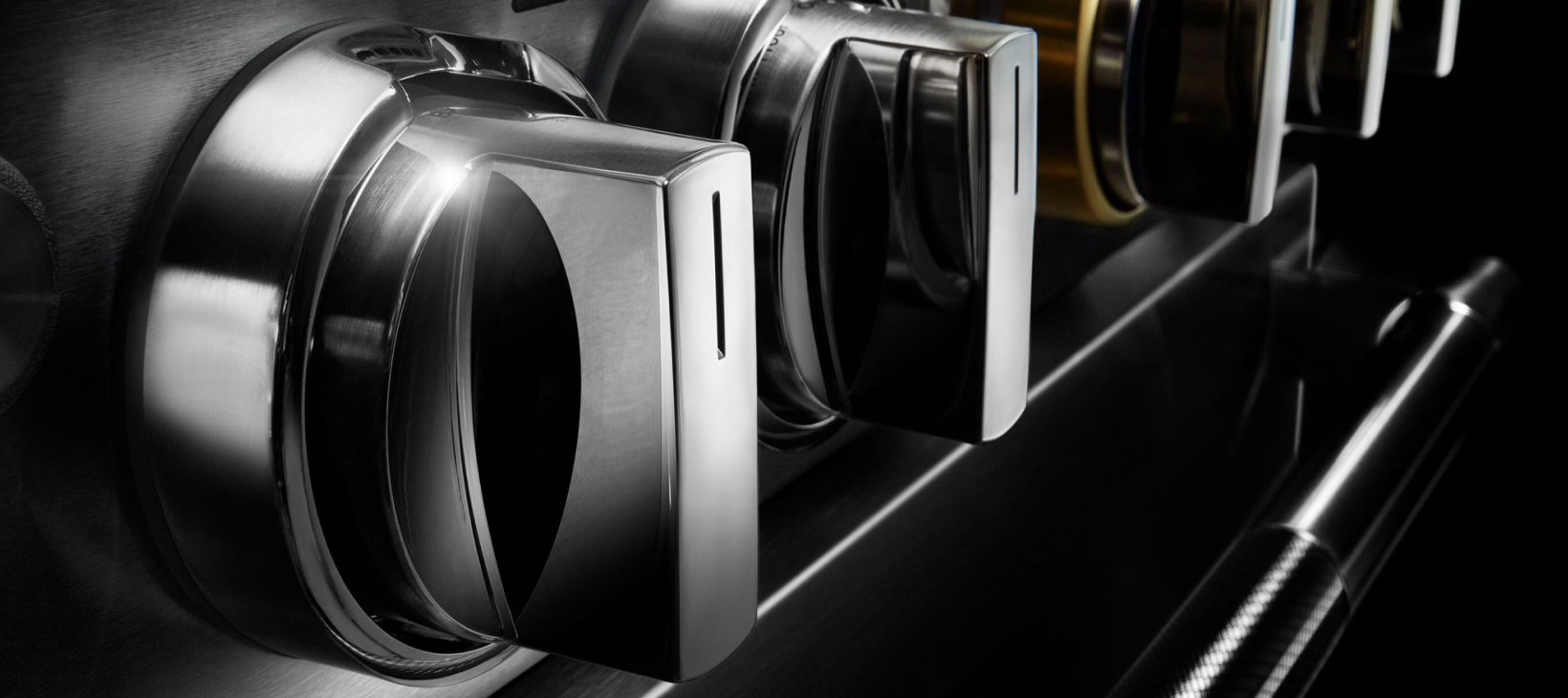 The knobs on a JennAir professional range