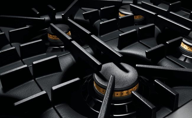 A burner on a JennAir gas range  A burner on a JennAir gas range