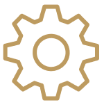 An icon of a gear, indicating "premium performance