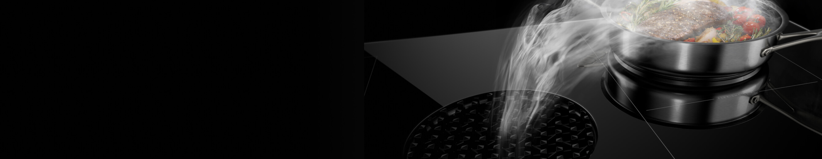 A JennAir induction downdraft cooktop.