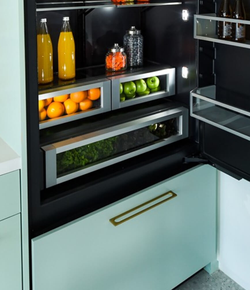 The interior of a JennAir® Built-In Refrigerator.