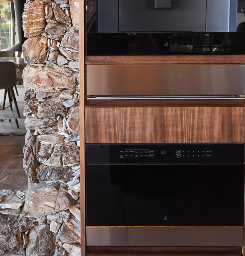 A JennAir® warming drawer installed in a luxury home.