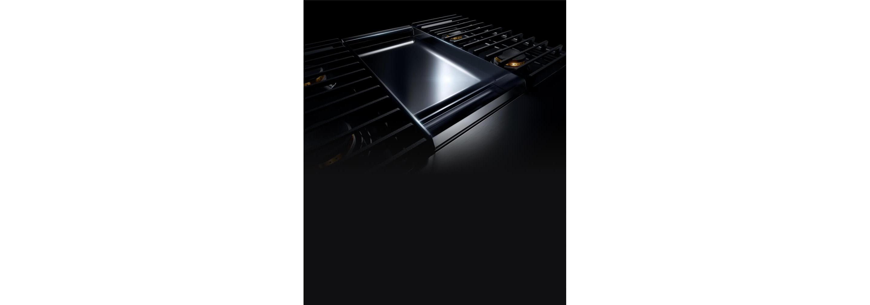 Photo du haut d'une cuisinière JennAir® de style professionnel.