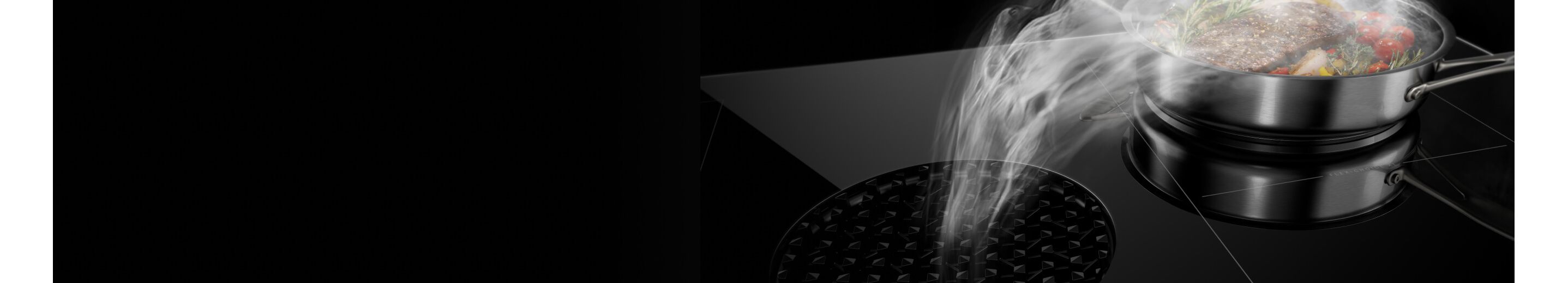 A JennAir induction downdraft cooktop.