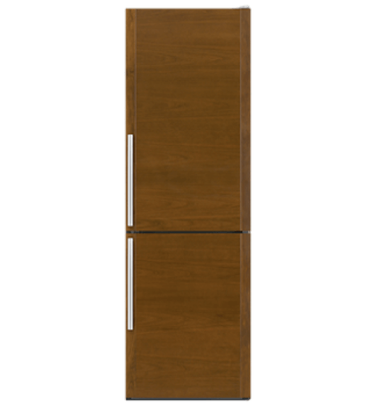 A 24-inch Built-In Bottom Freezer Refrigerator.