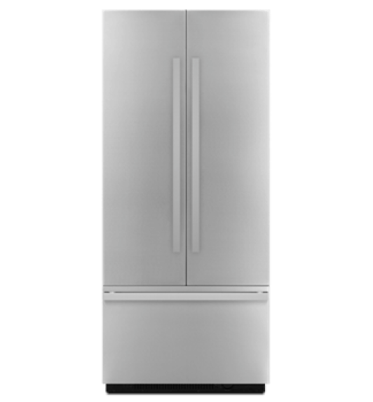 A JennAir® 36-inch Built-In French Door Refrigerator.