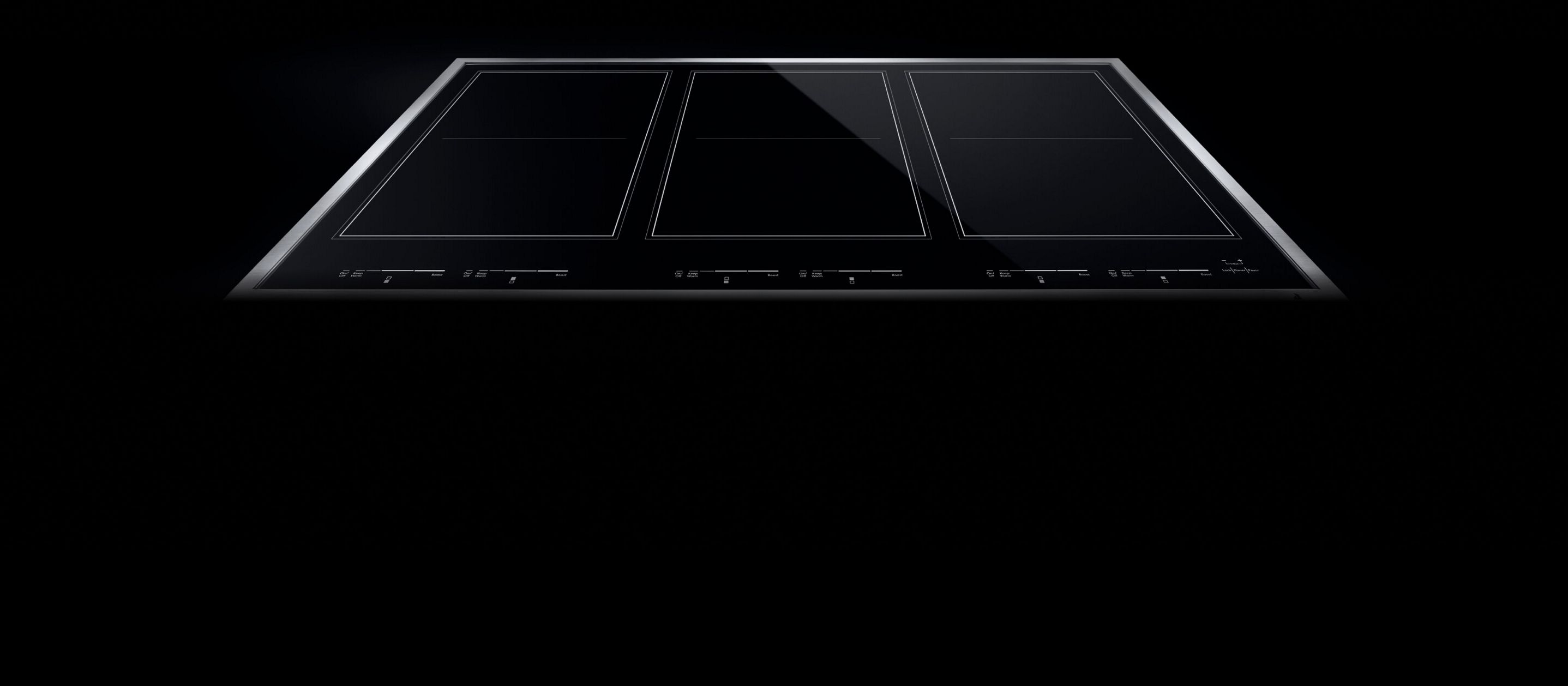 A JennAir® induction cooktop with three flex zones.