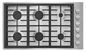 A JennAir® 6-Burner Low-Profile Gas Cooktop.