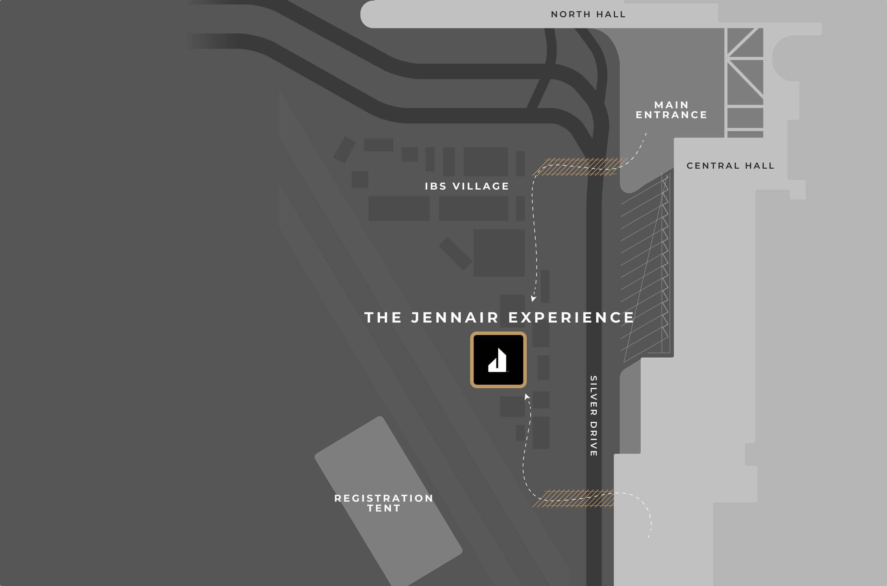 A map of IBIS Village showing the location of the JennAir Experience.