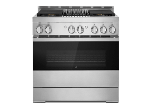A JennAir 36-inch Range.