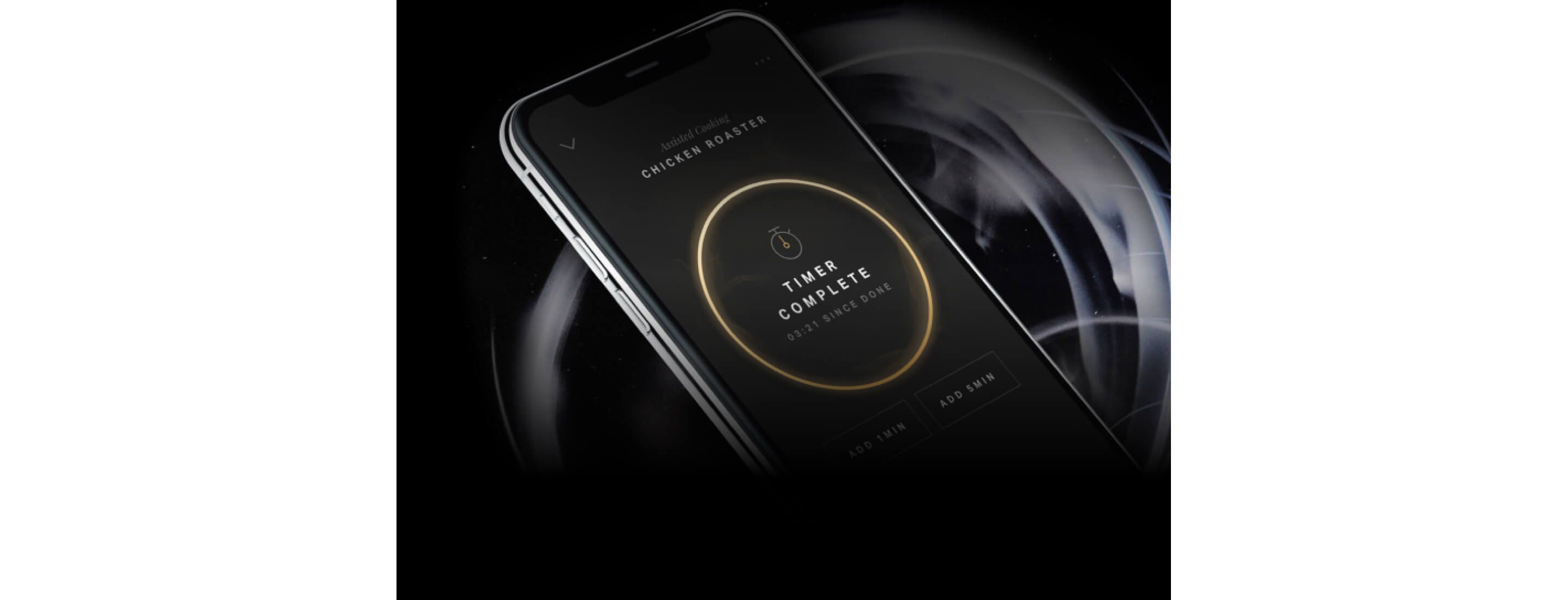 A phone with the JennAir® App open, showing a timer.