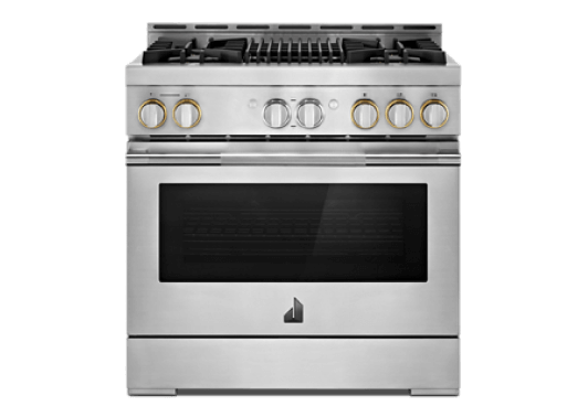 A JennAir 36-inch Range.