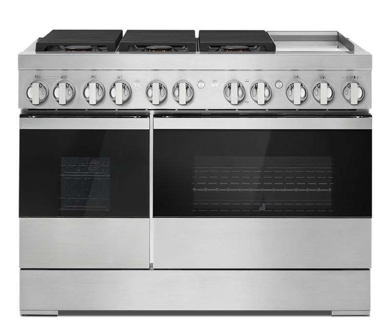 NOIR 48" Dual-Fuel Professional-Style Range with Chrome-Infused Griddle and Steam Assist